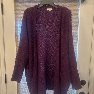 Purple Umgee Oversized Purple Cardigan with pockets